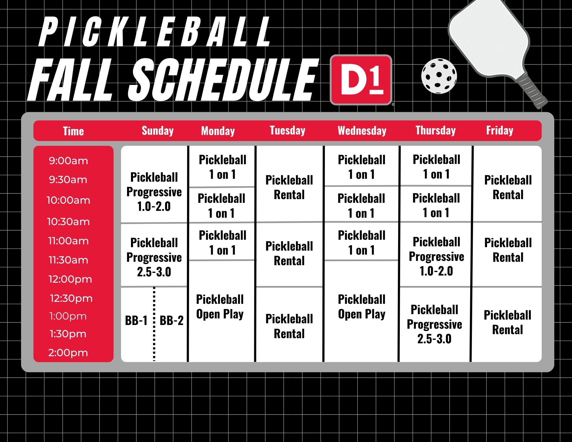 pickleball fall schedule