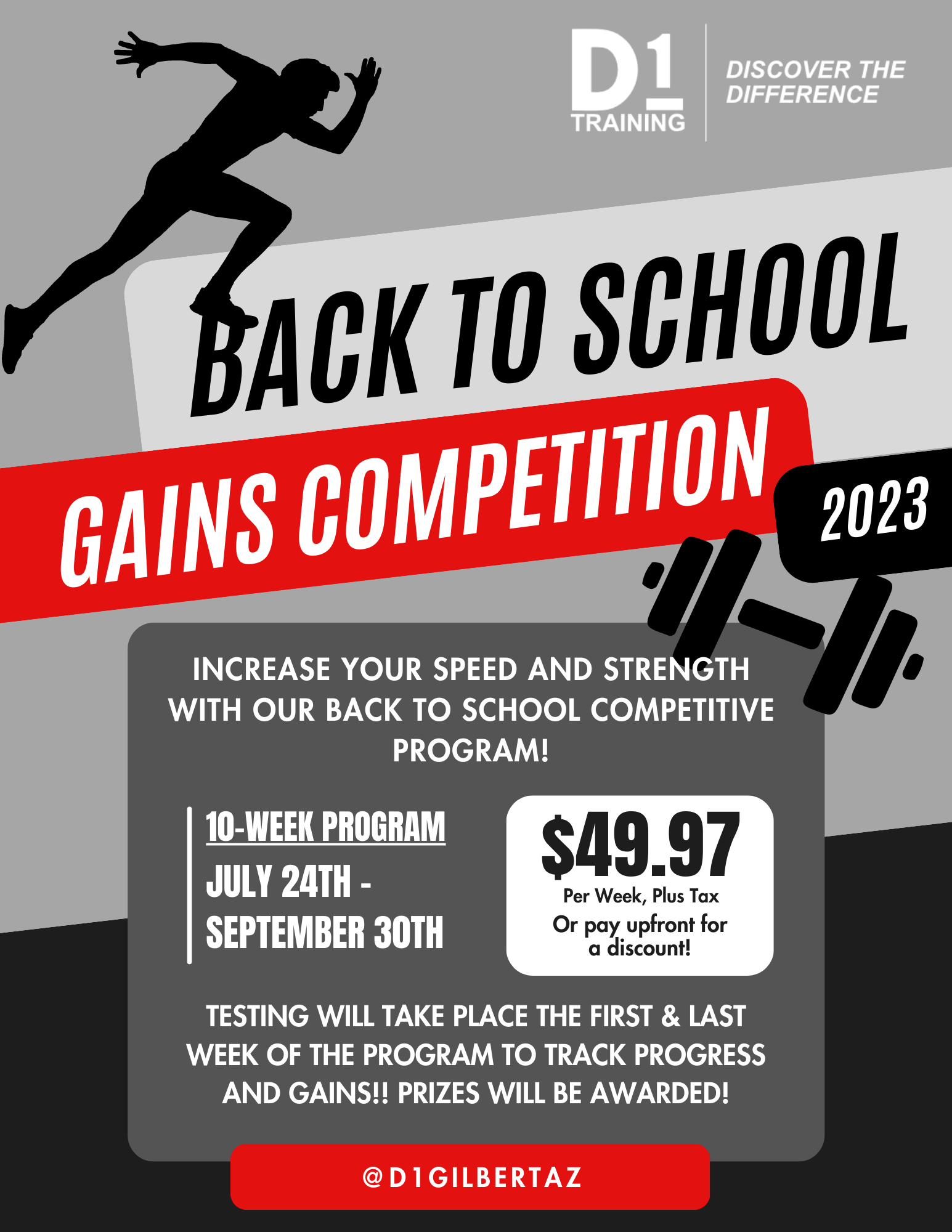 Back to School Gains Competition hosted by D1 Training