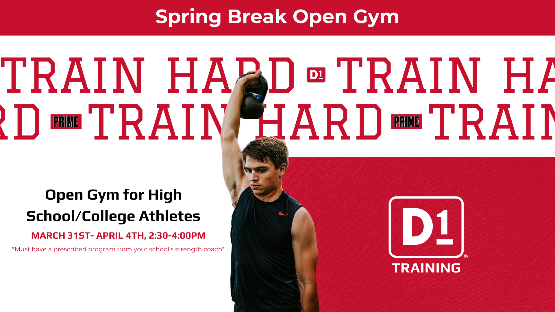 spring break open gym for high school/college athletes march 31-april4th