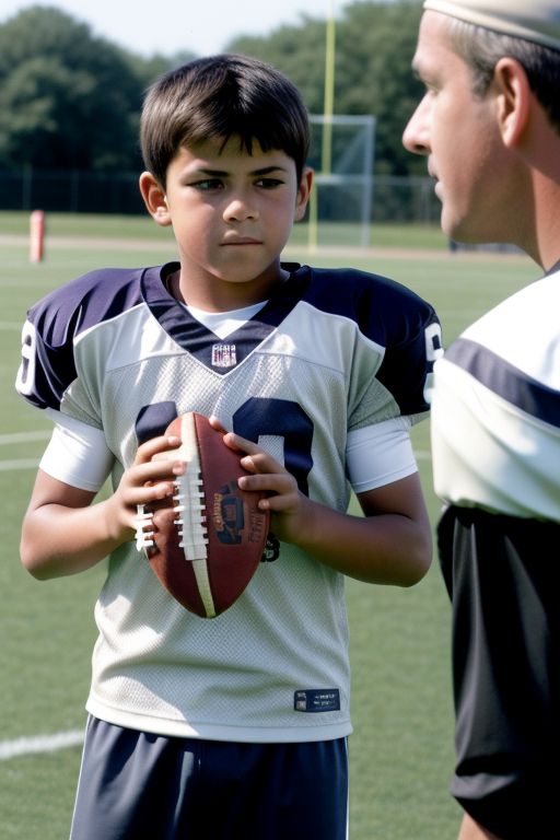 young boy in football uniform
