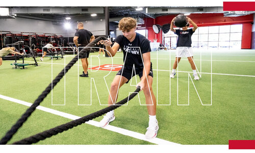 TRAIN written out offer boy working out with ropes