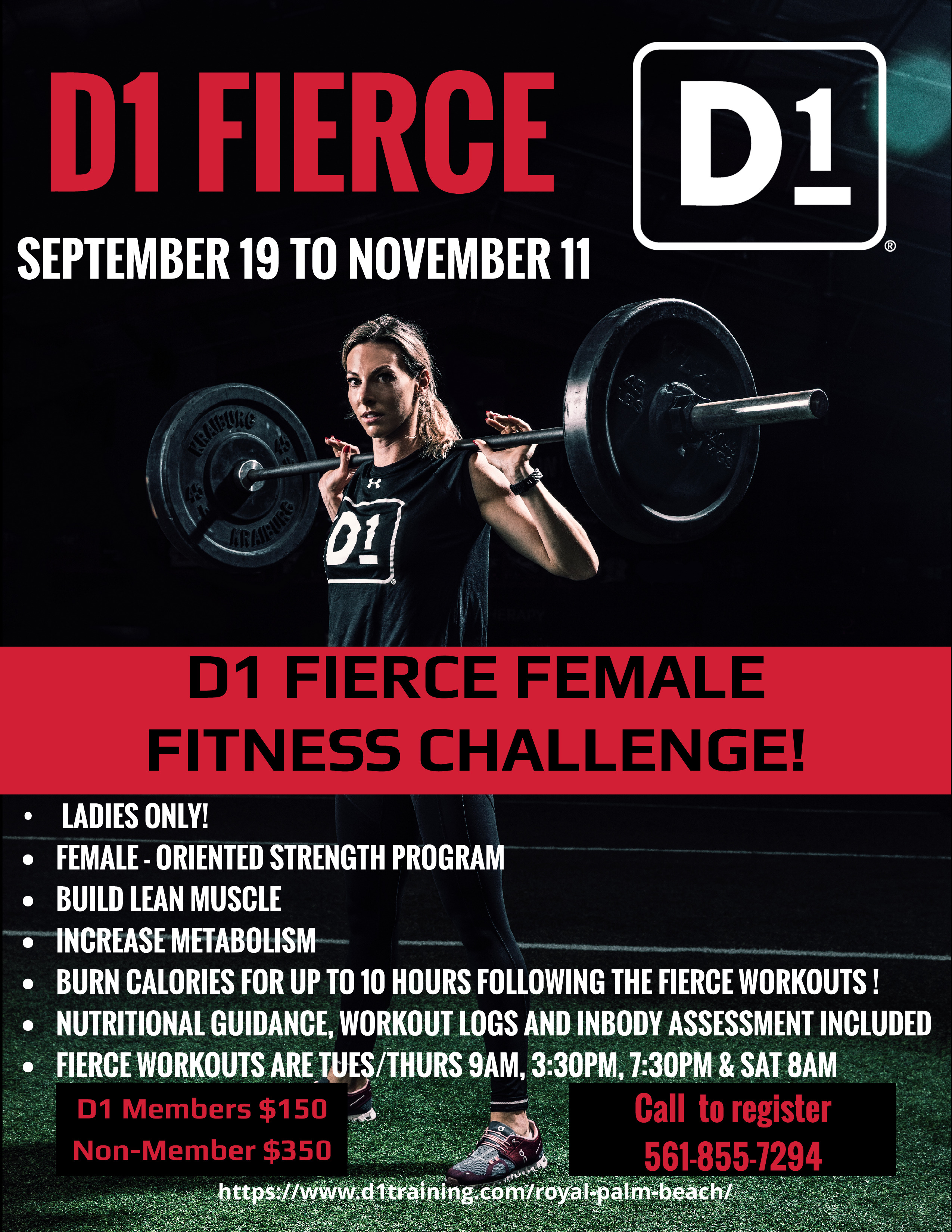 D1 Fierce Female Fitness Challenge Flyer