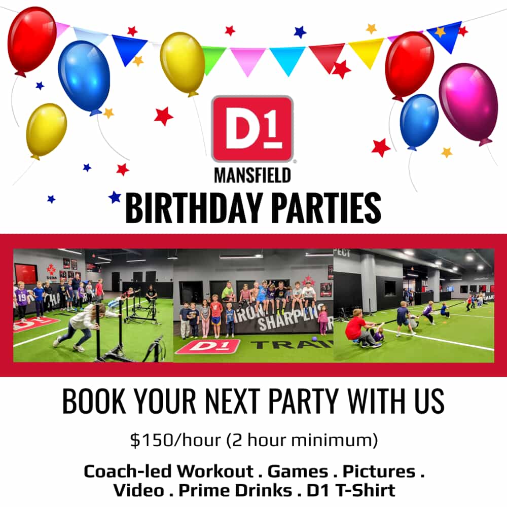 d1 birthday parties flyer