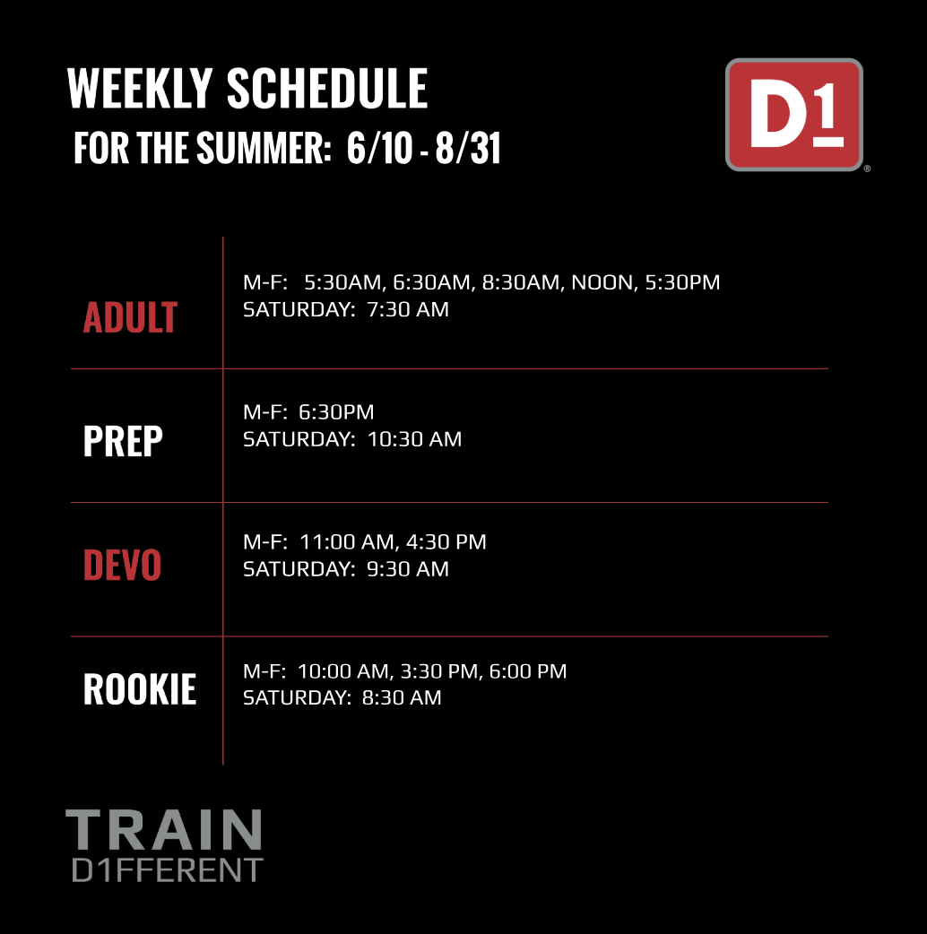 Weekly Summer Schedule